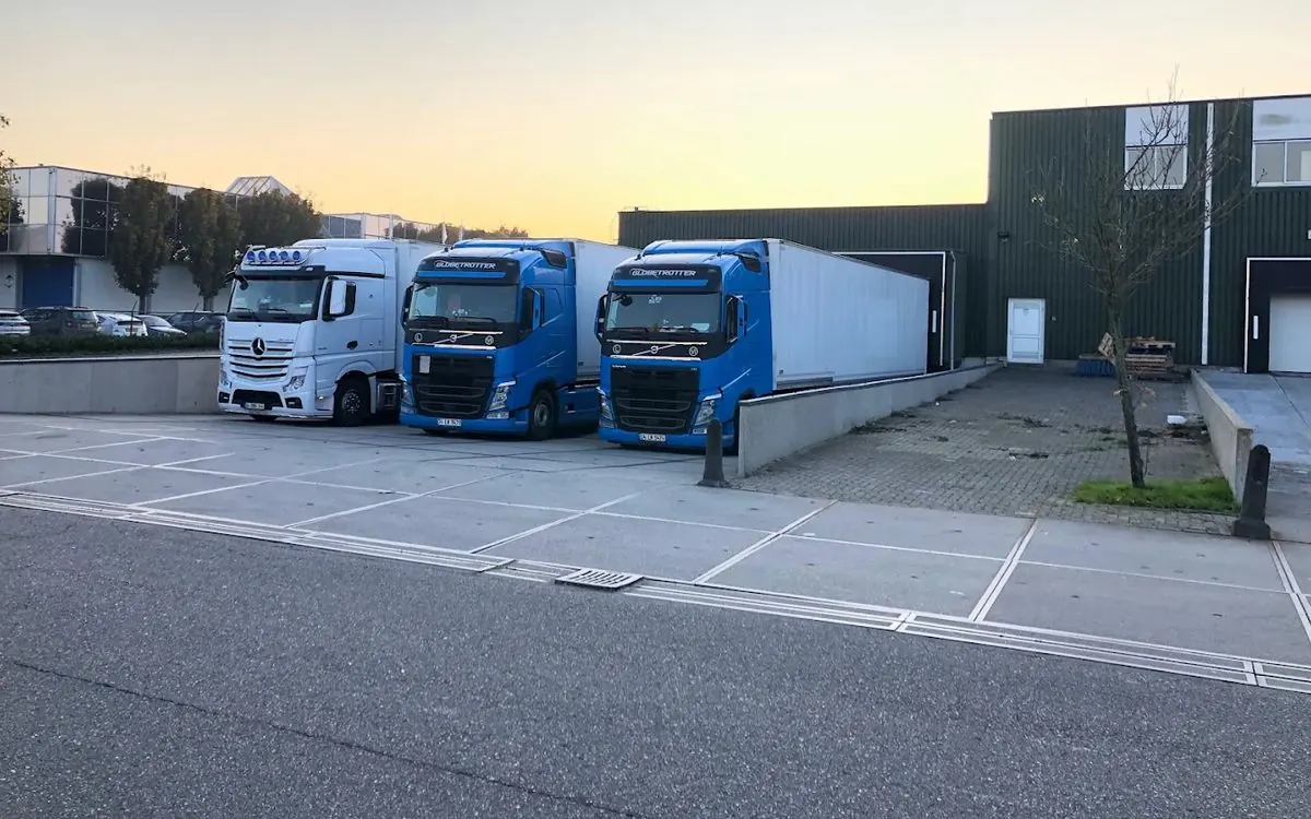 Trucks lined up at a loading dock